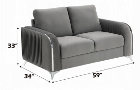 LV01710 2PC Sofa & Loveseat Gray Velvet Contemporary Style Wenona Collection By Acme Furniture