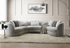 LV02541 Sectional Sofa w/9 Pillows Gray Boucle by Acme Furniture