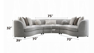 LV02541 Sectional Sofa w/9 Pillows Gray Boucle by Acme Furniture