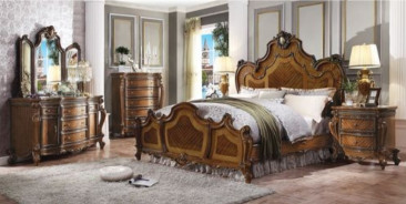 BD01353 EKing Size Bed Set Honey Oak Finish Picardy Collection by Acme Furniture