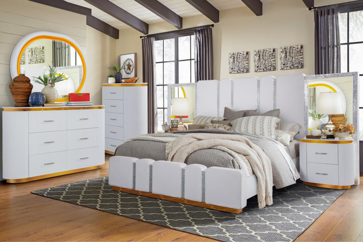 Zoe Queen Bed Luxury with its stunning crystal detailing By Cosmos Furniture