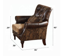 05497 Accent Chair Brown PU & Chenille Dreena Collection By Acme Furniture