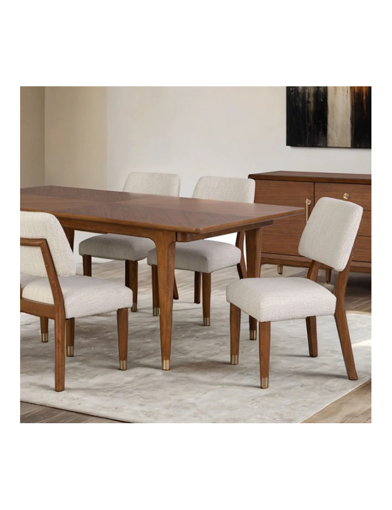 FM34000WN-T 7PC Dining set Mid-Century Modern Style Walnut Finish Hepburne Collection By  By Furniture of America