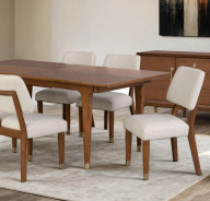 FM34000WN-T 7PC Dining set Mid-Century Modern Style Walnut Finish Hepburne Collection By  By Furniture of America