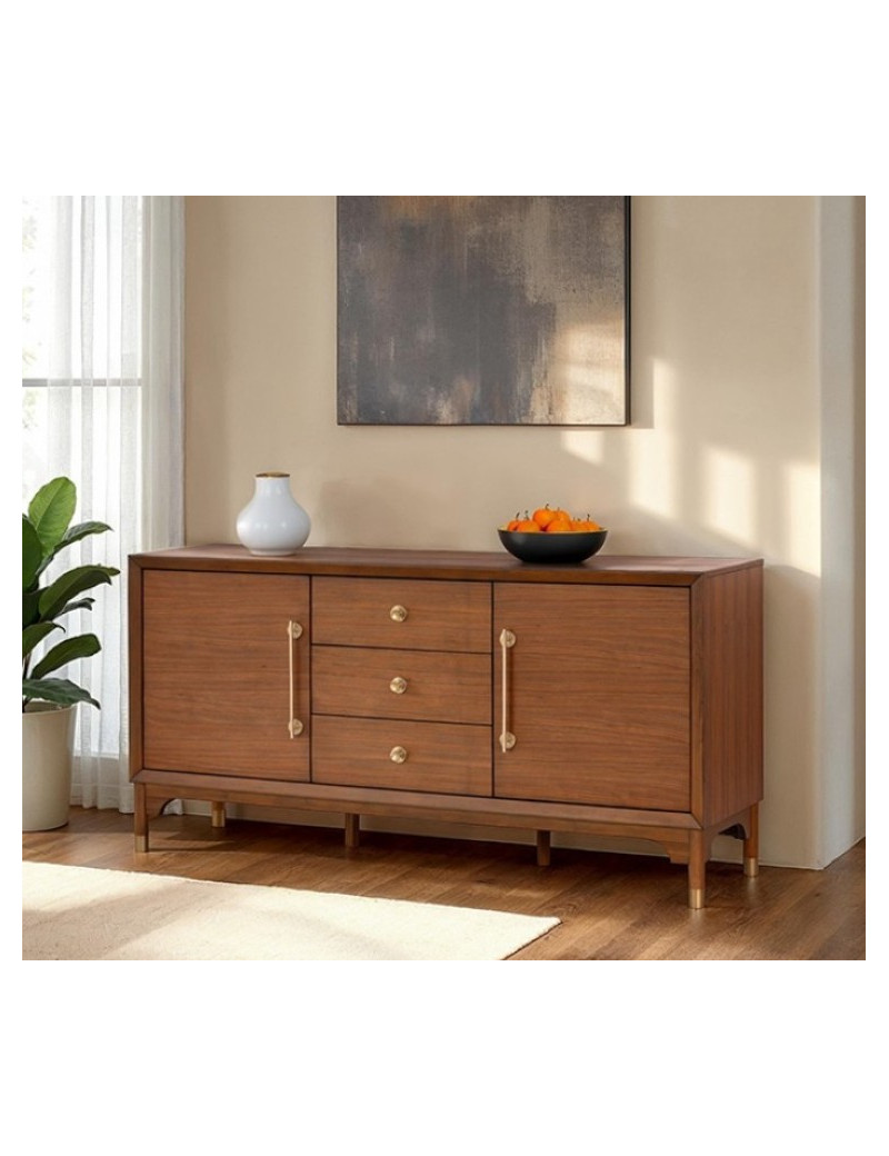 FM34000WN-T 7PC Dining set Mid-Century Modern Style Walnut Finish Hepburne Collection By  By Furniture of America