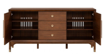 FM34000WN-SV Server Mid-Century Modern Style Walnut Finish Hepburne Collection By Furniture of America