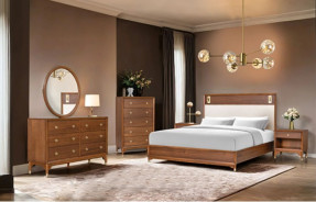 FM74000WN-ST 5PC Queen Bedroom Set Mid-Century Modern Style Hepburne Collection By Furniture of America