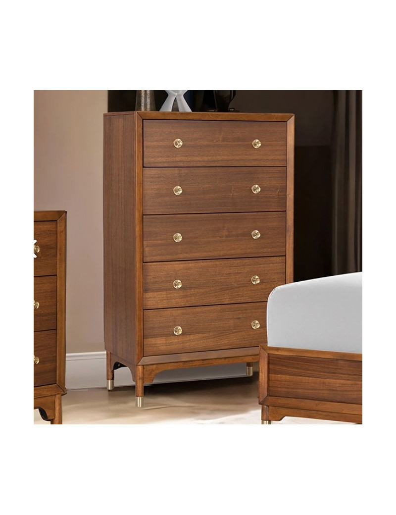 FM74000WN-ST 5PC Queen Bedroom Set Mid-Century Modern Style Hepburne Collection By Furniture of America