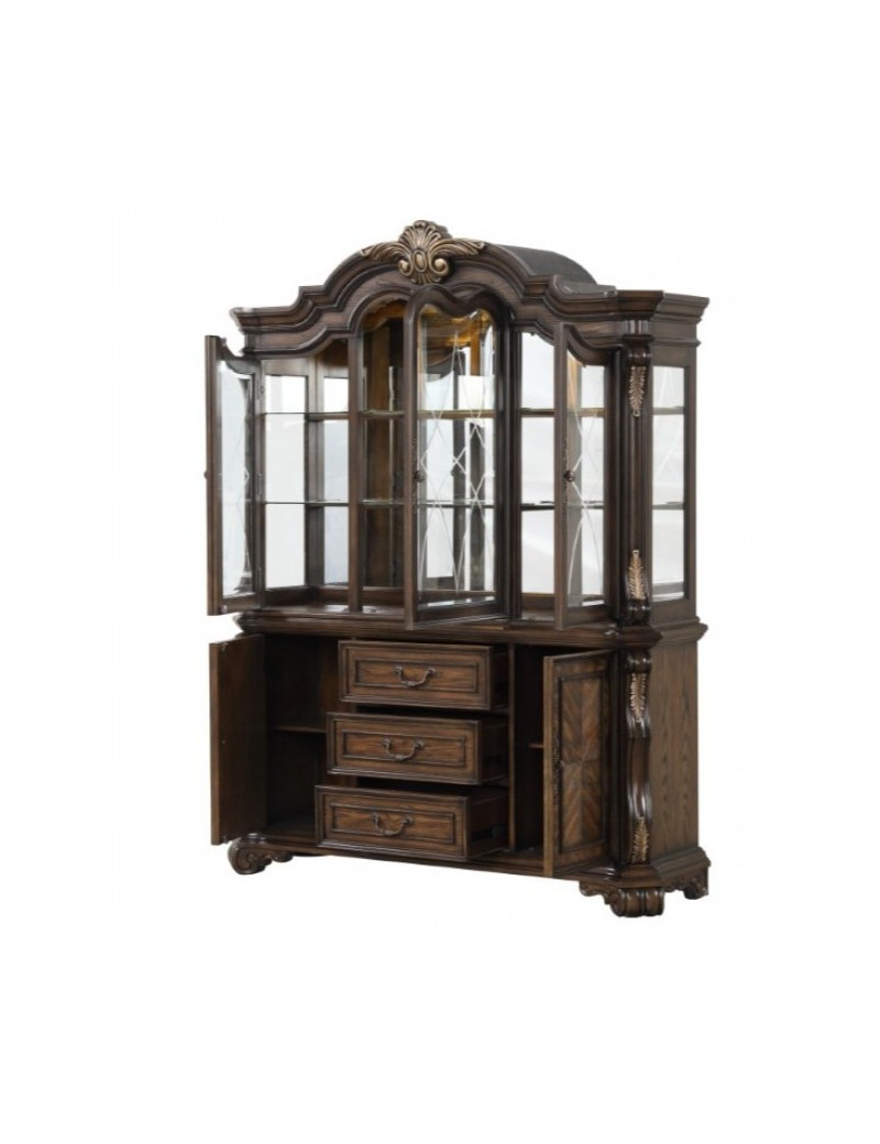 FM31003DB-HB-SET Hutch & Buffet Dark Brown Finish Leovanni Collection By Furniture of America