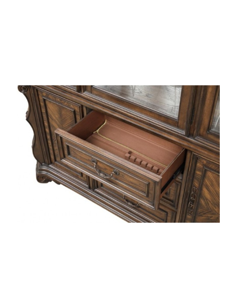 FM31003DB-HB-SET Hutch & Buffet Dark Brown Finish Leovanni Collection By Furniture of America