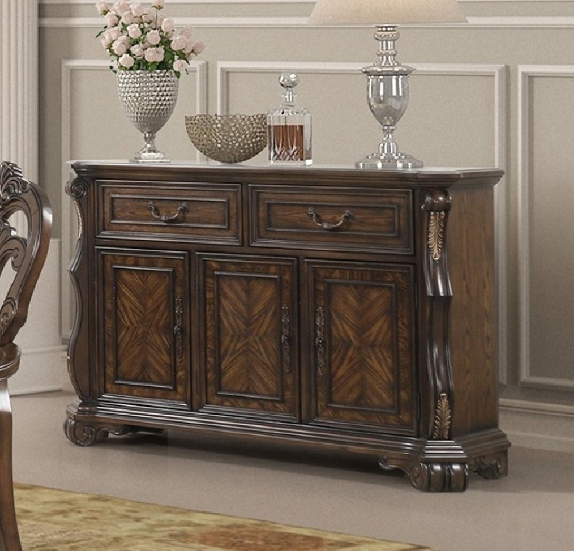 FM31003DB-SV Server Dark Brown Finish Leovanni Collection By Furniture of America
