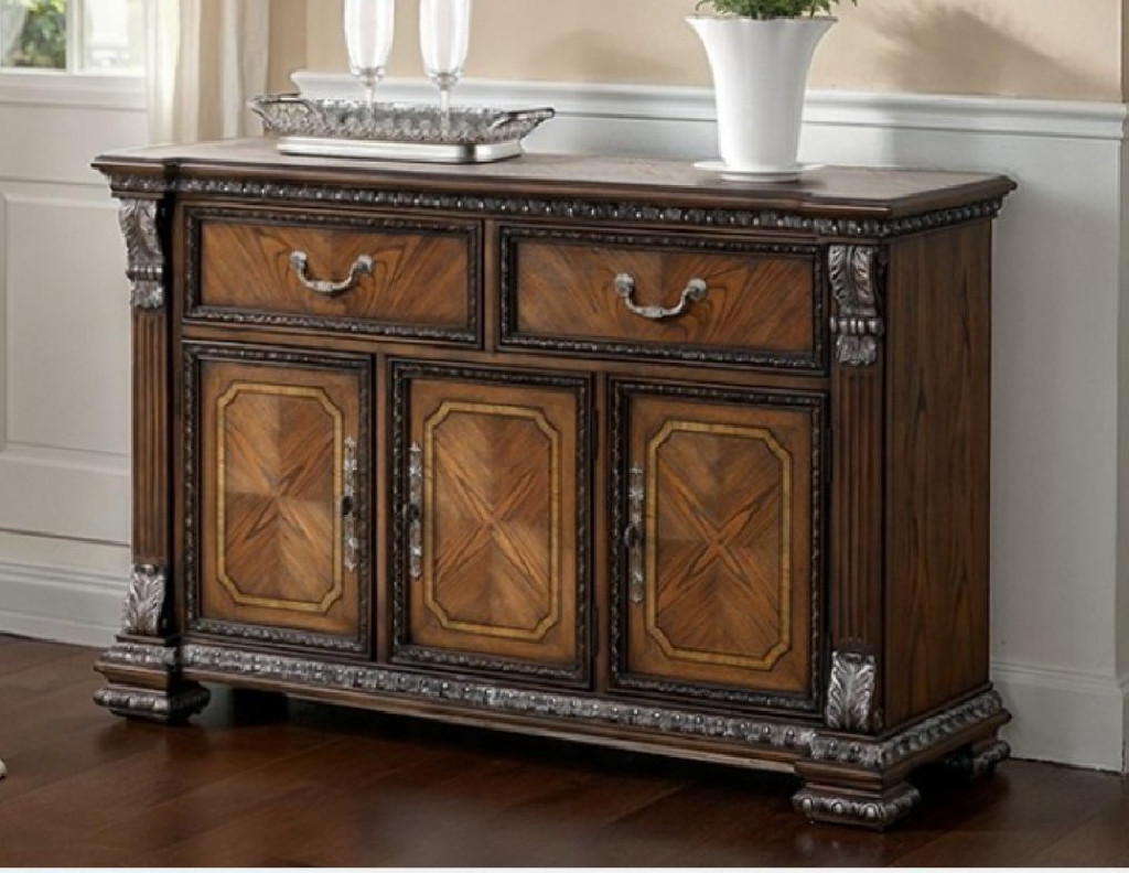 FM31002DB-SV Traditional Sideboard Dark Brown Promenade Collection By Furniture of America