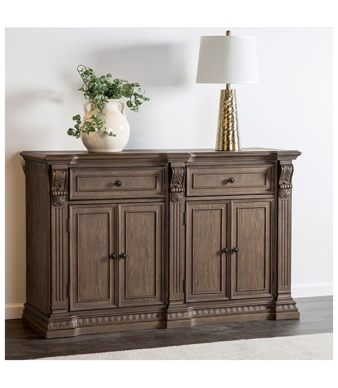 FM3418AK-SV Sideboard Weathered Oak Finish Seven Oaks Collection by Furniture of America