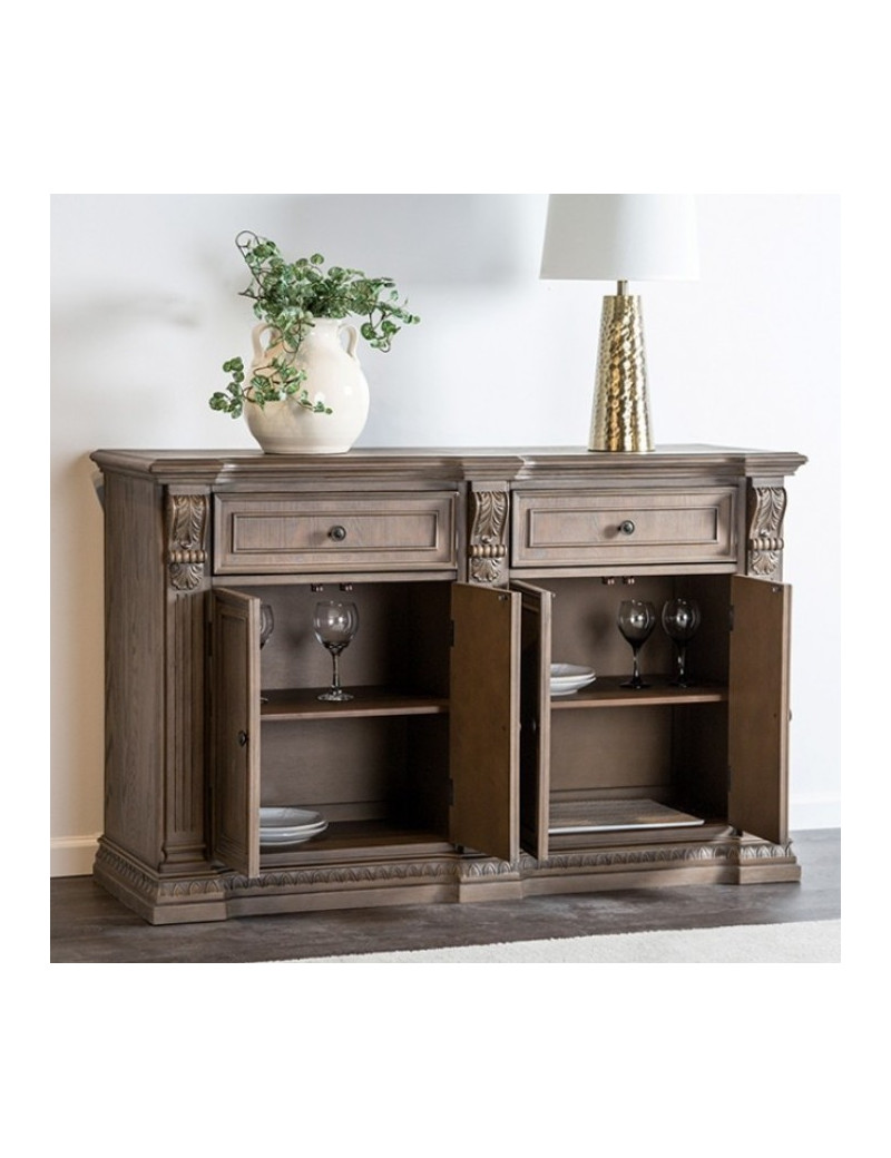 FM3418AK-SV Sideboard Weathered Oak Finish Seven Oaks Collection by Furniture of America