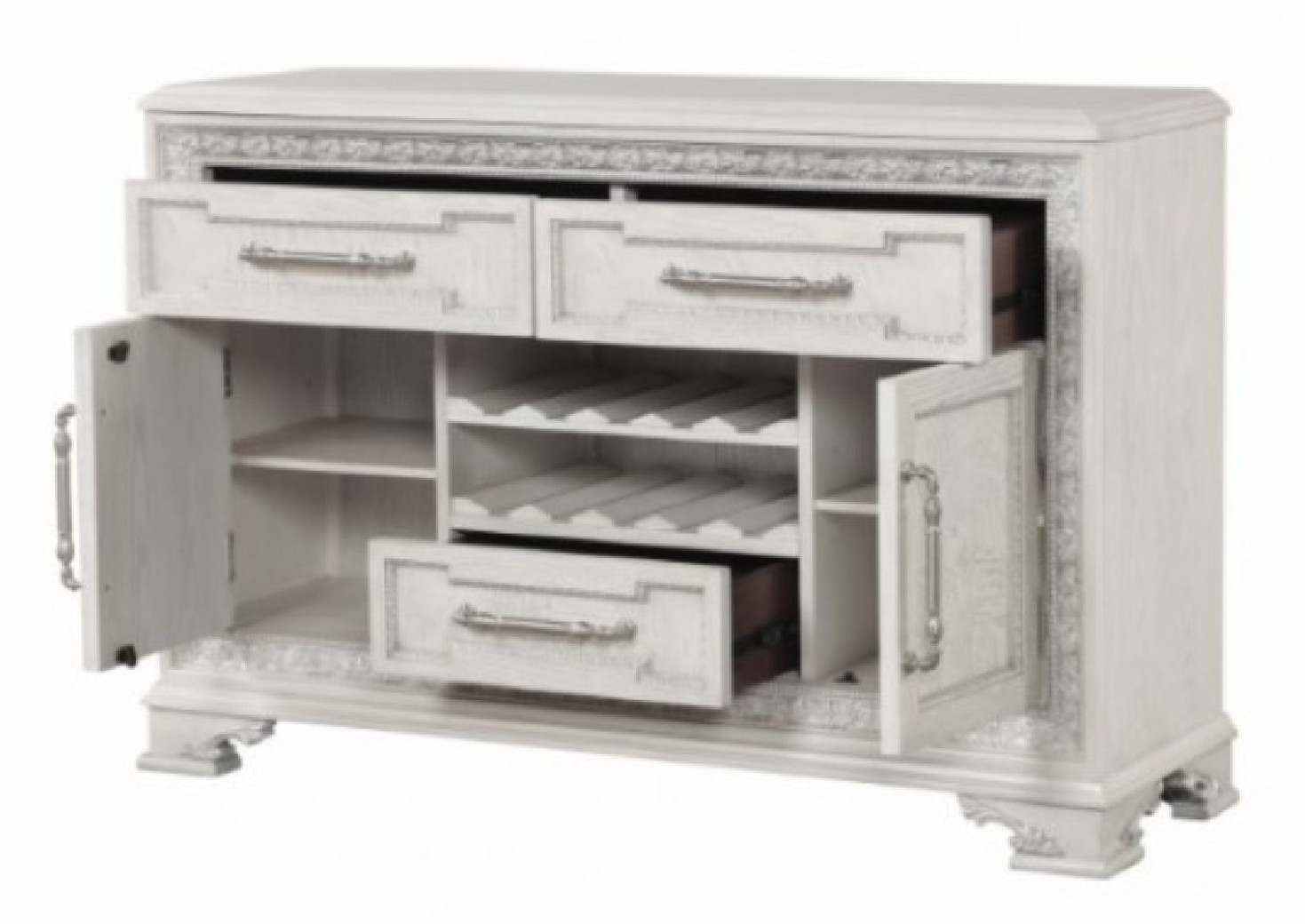 FM31000WH-SV Sideboard Creamy White Finish Stella Mia Collection By Furniture of America