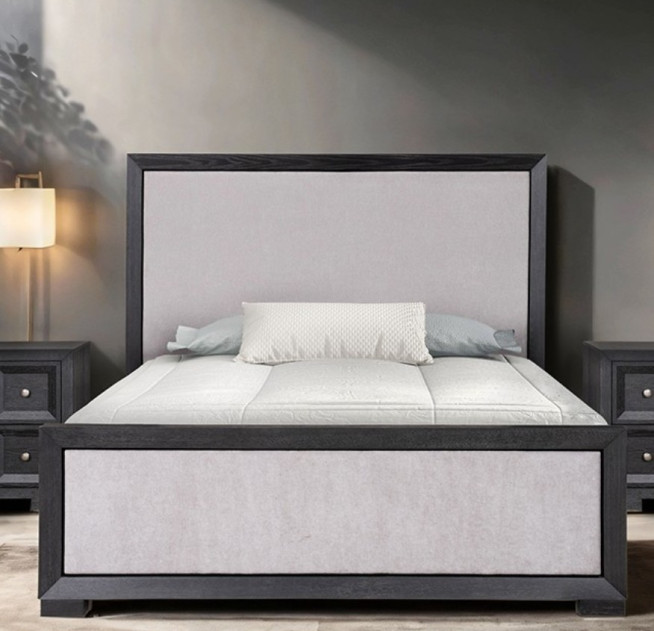 FM79021BK 5PC Queen Bedroom Set Contemporary Style Weathered Black Finish Hatton Cross Collection by Furniture of America