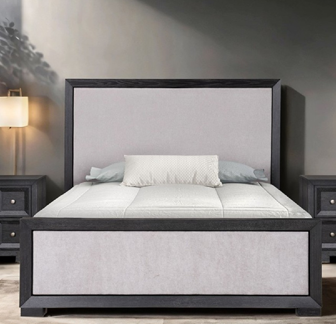 FM79021BK 5PC Queen Bedroom Set Contemporary Style Weathered Black Finish Hatton Cross Collection by Furniture of America