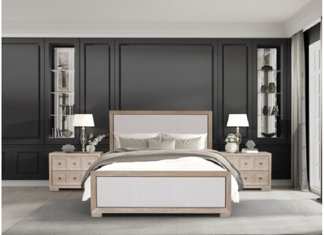 FM79021NT Queen Bedroom Set Modern Classic Style Tawny Finish Hatton Cross Collection by Furniture of America