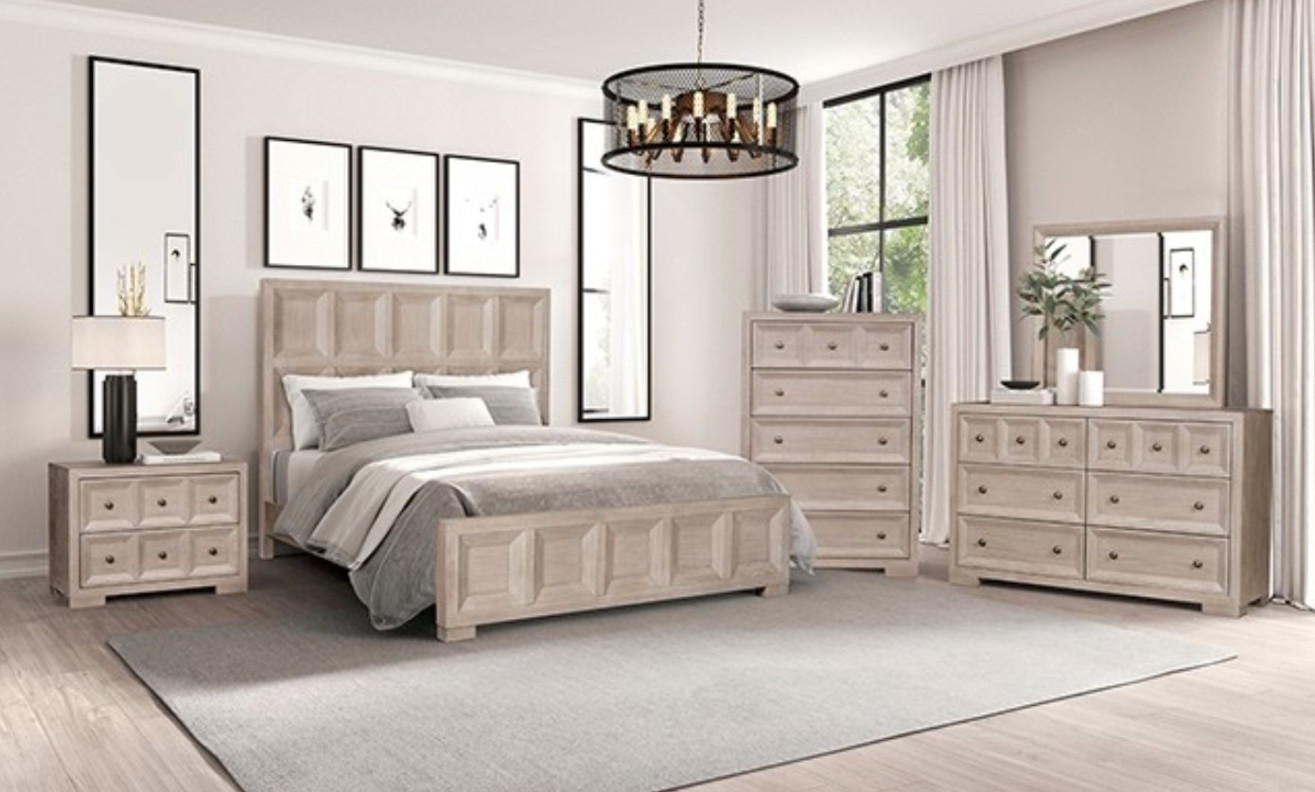 FM79011 5PC Queen Bedroom Set Modern Classic Style Tawny Finish  Hatton Cross Collection by Furniture of America