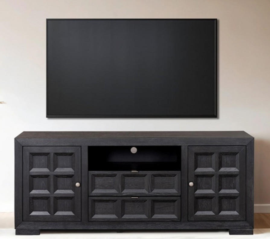 FM49011BK-TV 72" TV Console Black Finish Hatton Cross Collection by Furniture of America