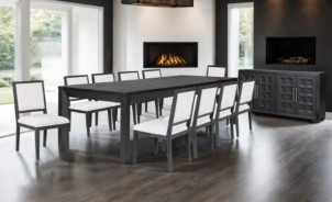 FM39011BK-T 7PC Dining set Weathered Black Finish Hatton Cross Collection By Furniture of America