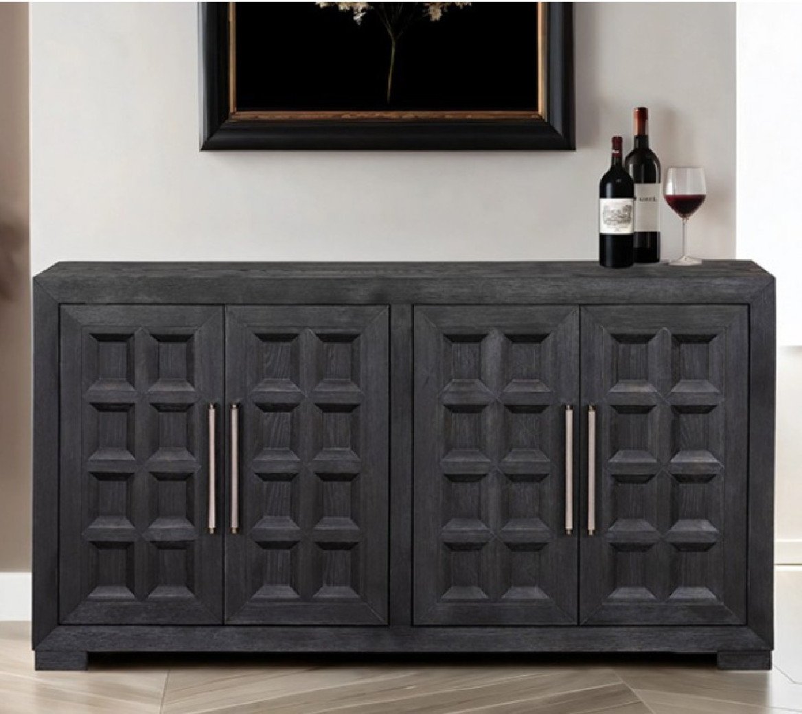 FM39011BK-T 7PC Dining set Weathered Black Finish Hatton Cross Collection By Furniture of America