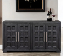 FM39011BK-T 7PC Dining set Weathered Black Finish Hatton Cross Collection By Furniture of America