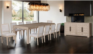FM39011NT-T 7PC Dining set Weathered Tawny Finish Hatton Cross Collection By Furniture of America
