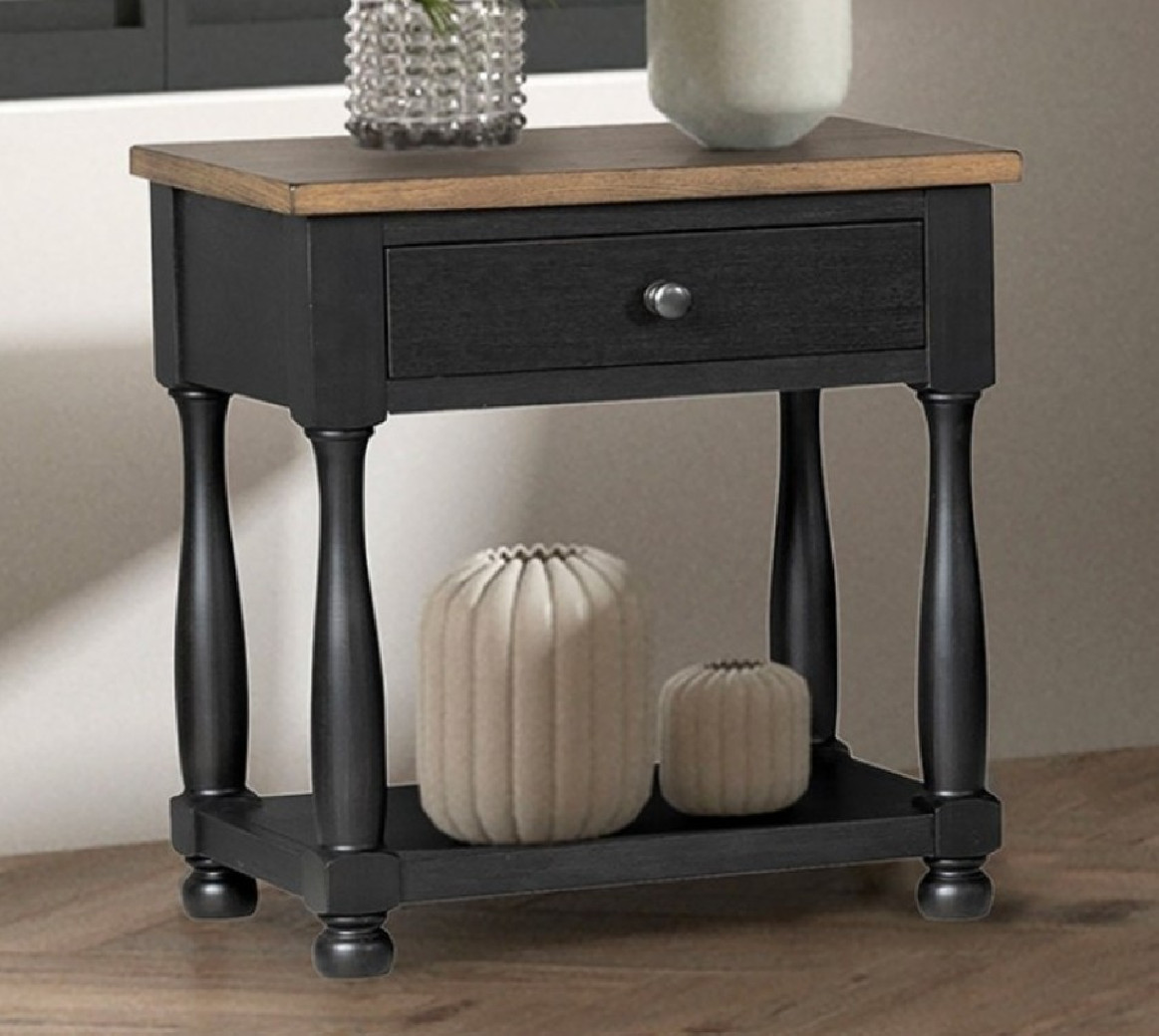 FM79009BK 5PC Queen Bedroom Set Farmhouse Black/Rustic Oak Neue Mills Collection by Furniture of America