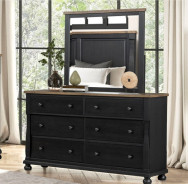 FM79009BK 5PC Queen Bedroom Set Farmhouse Black/Rustic Oak Neue Mills Collection by Furniture of America