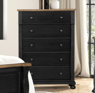 FM79009BK 5PC Queen Bedroom Set Farmhouse Black/Rustic Oak Neue Mills Collection by Furniture of America