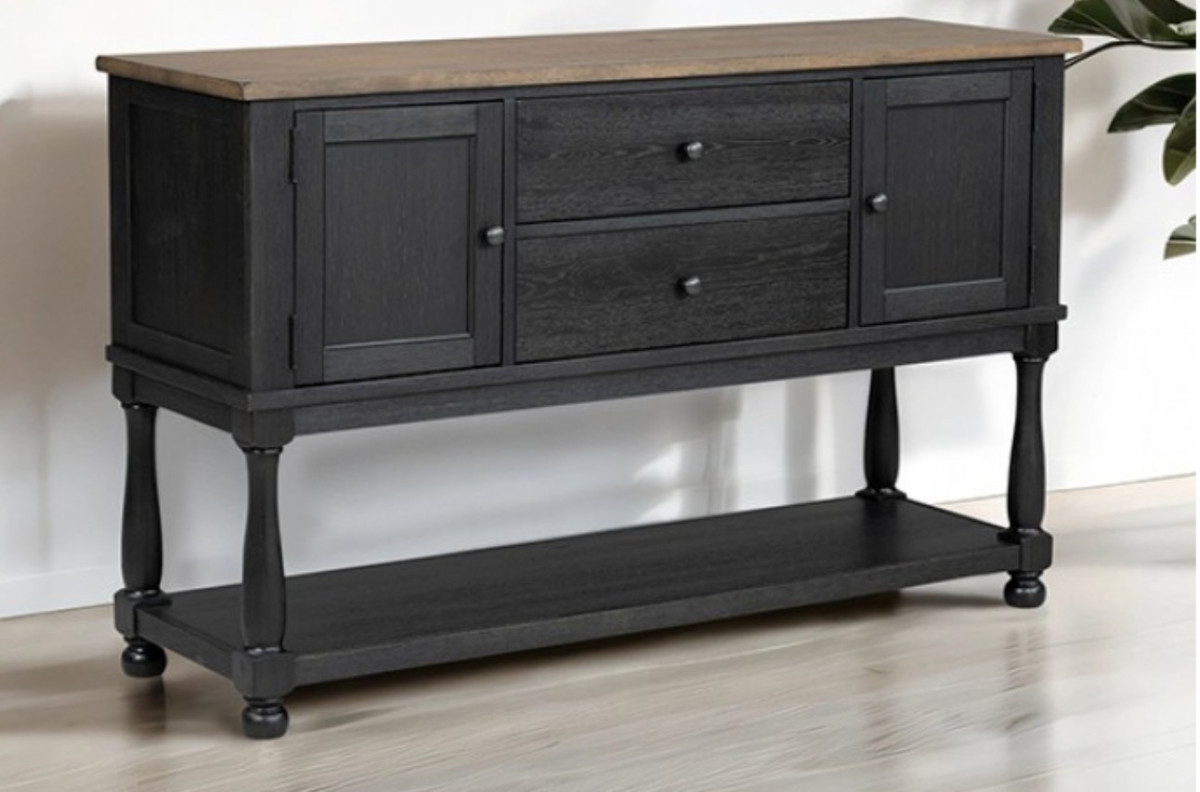 FM39009BK-SV Server Modern Farmhouse Style Black Finish Neue Mills Collection by Furniture of America
