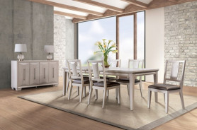 FM3399WH-T 7PC Dining set Transitional Style white oak Finish Hinwitz Collection By Furniture of America
