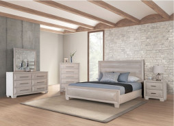 FM7399WH 5PC Queen Bedroom Set White Oak Finish Hinwitz Collection Transitional Stylre By Furniture of America