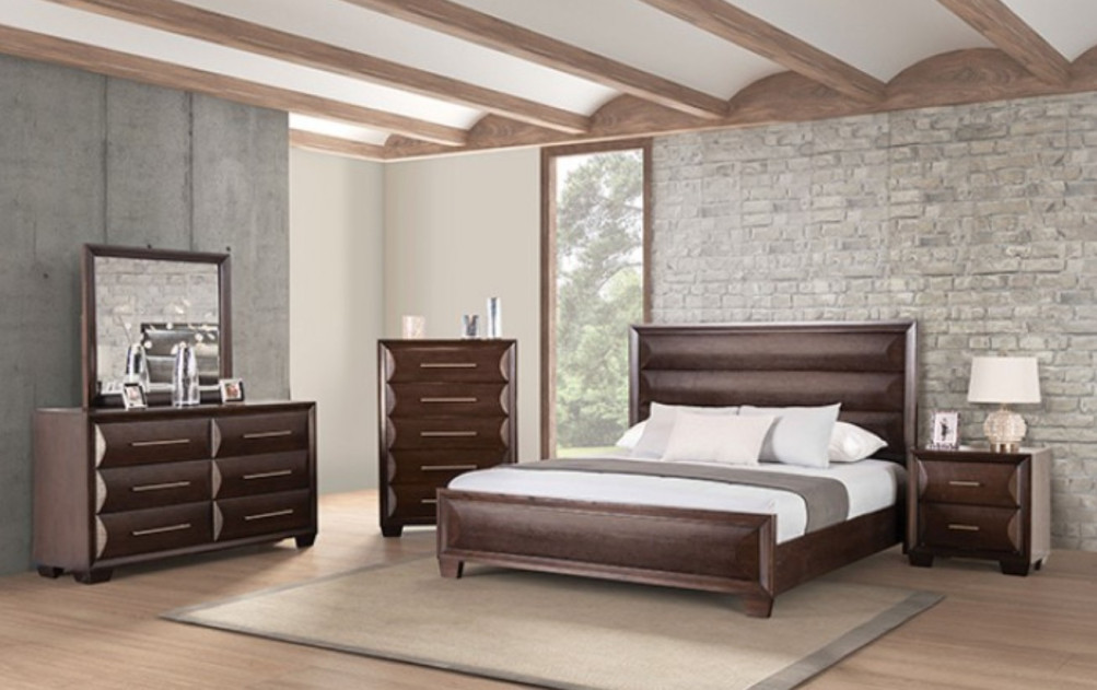 FM7399ES 5PC Queen Bedroom Set Espresso Finish Hinwitz Collection Transitional Style By Furniture of America