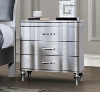 FM7416SV 5PC Queen Bedroom Set Silver Finish Melodi Parc Collection Glam Style By Furniture of America