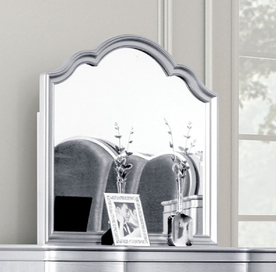 FM7416SV 5PC Queen Bedroom Set Silver Finish Melodi Parc Collection Glam Style By Furniture of America