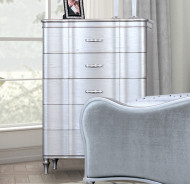 FM7416SV 5PC Queen Bedroom Set Silver Finish Melodi Parc Collection Glam Style By Furniture of America