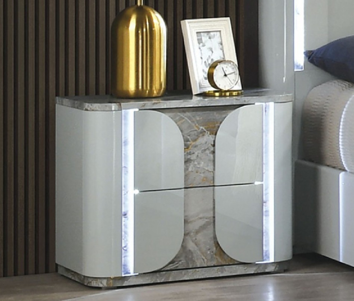 FM72011LG  6PC Bedroom Set Light Gray Finish Cleburne Collection Contemporary Style By Furniture of America