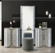 FM72011LG  6PC Bedroom Set Light Gray Finish Cleburne Collection Contemporary Style By Furniture of America