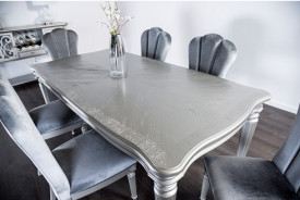FM3416SV-T 7PC Dining Set Silver Finish Melodi Parc Collection By Furniture of America