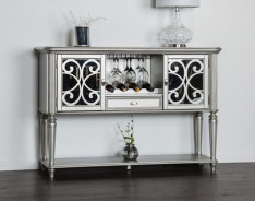 FM3416SV-T 7PC Dining Set Silver Finish Melodi Parc Collection By Furniture of America
