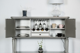 FM3416SV-T 7PC Dining Set Silver Finish Melodi Parc Collection By Furniture of America