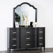 FM7416BK 5PC Queen Bedroom Set Silver Finish Melodi Parc Collection Glam Style  By Furniture of America