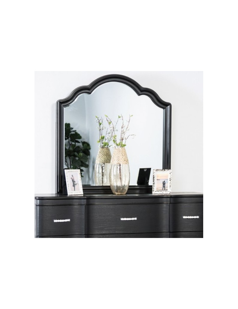 FM7416BK 5PC Queen Bedroom Set Silver Finish Melodi Parc Collection Glam Style  By Furniture of America