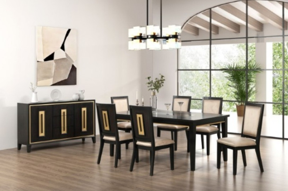 FM3401ES-T 7PC Dining set Espresso Finish Kenyada Collection Contemporary Style by By Furniture of America