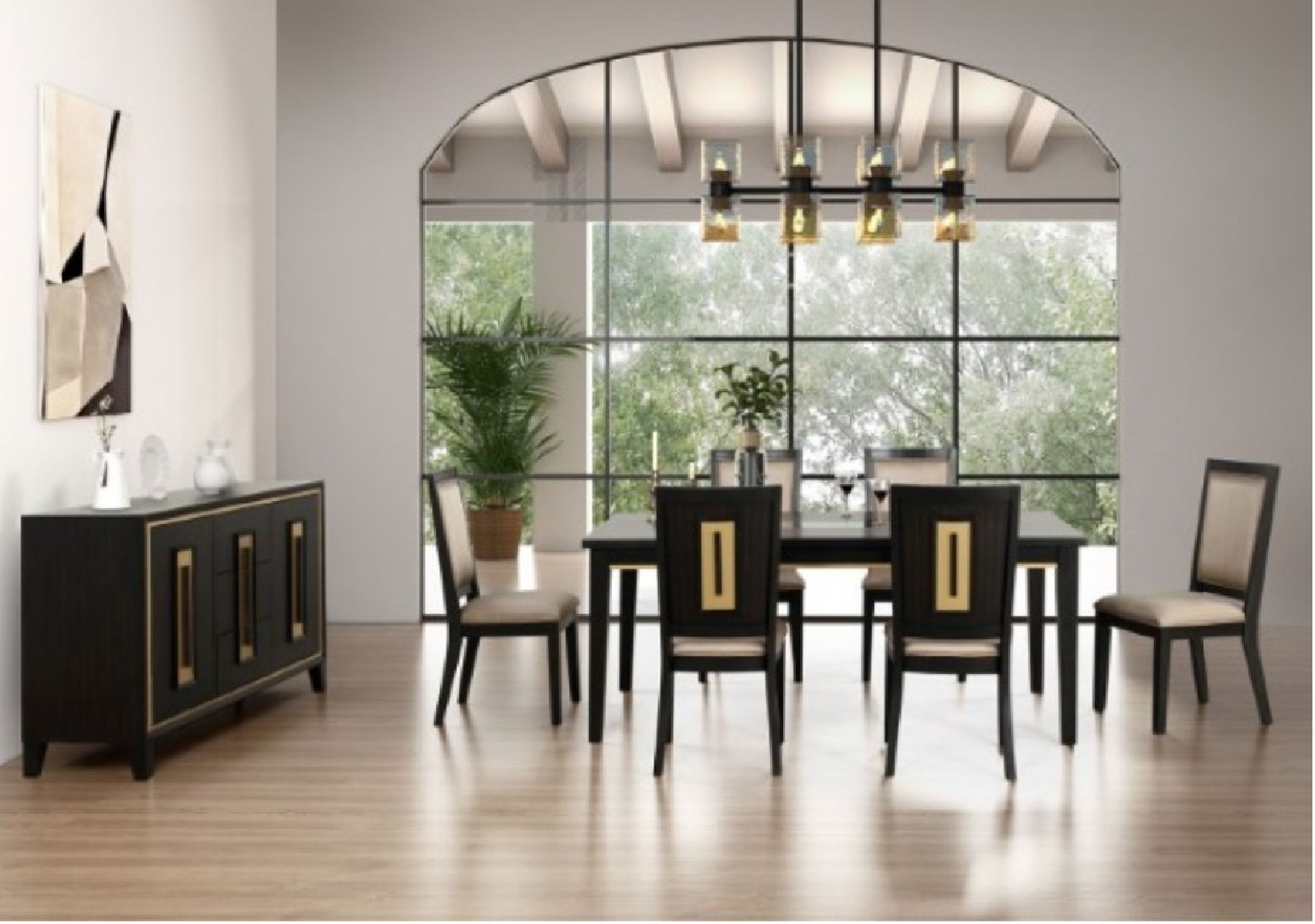 FM3401ES-T 7PC Dining set Espresso Finish Kenyada Collection Contemporary Style by By Furniture of America