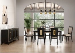 FM3401ES-T 7PC Dining set Espresso Finish Kenyada Collection Contemporary Style by By Furniture of America