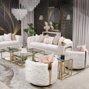Mansion Sofa Cashmere Bright Gold Savannah Breeze Collection by Michael Amini  LFR-SBRZ816-CSM-806