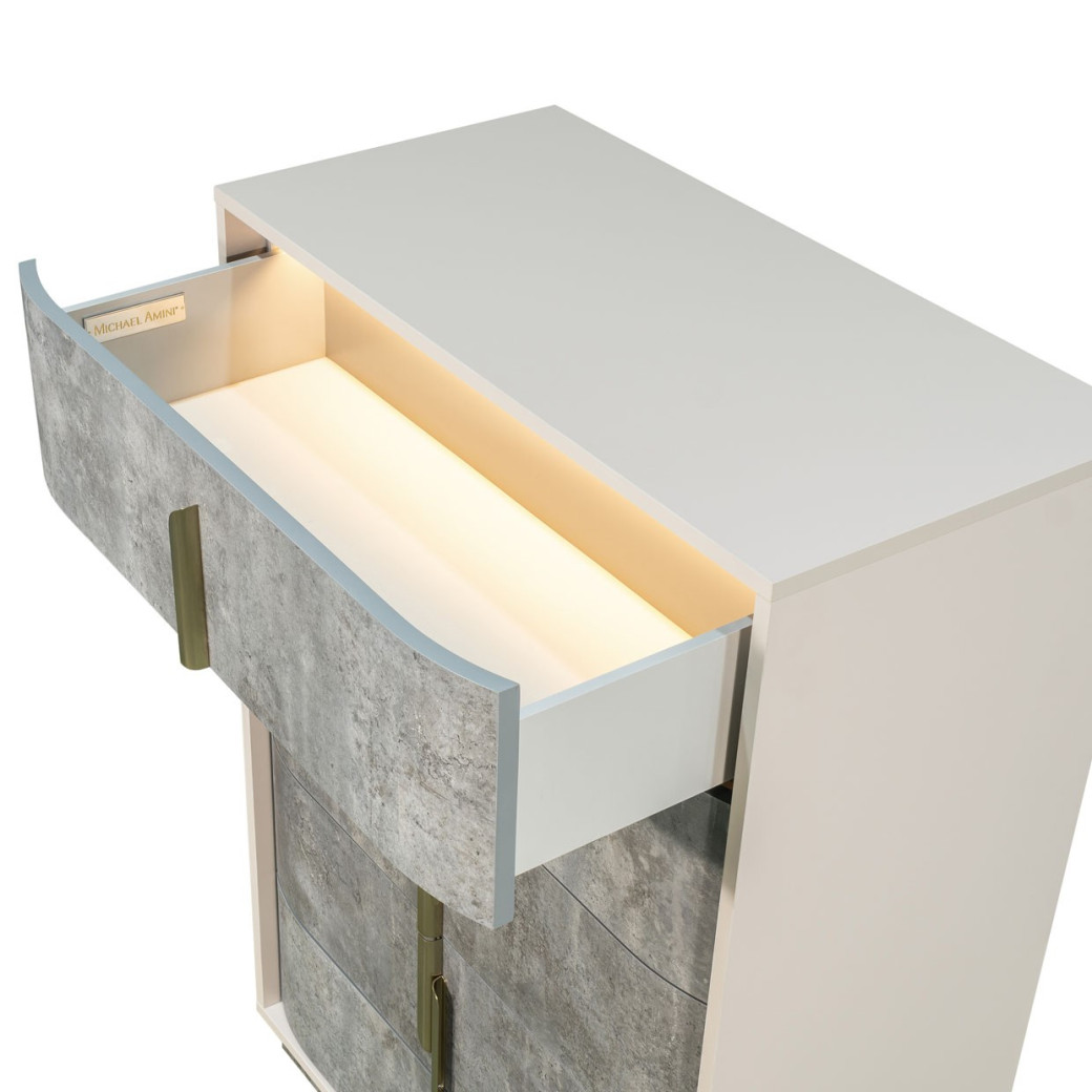5-Drawer Chest Stone Finish Pavira Collection By Michael Amini 9023070SA-837